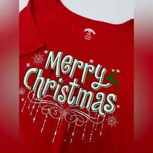 NEW Holiday Time Girls Tee T-Shirt Sz XL (16-18) Christmas Red Short Sleeve T5